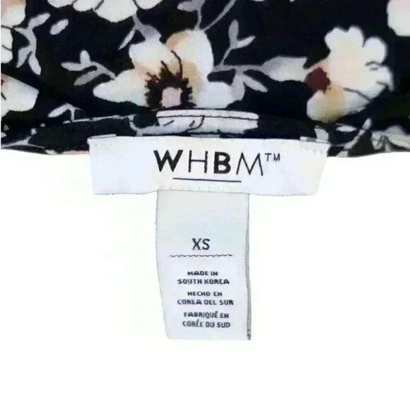 WHBM Black Floral Ruched Sweetheart Blouse – Size XS - Picture 5 of 7